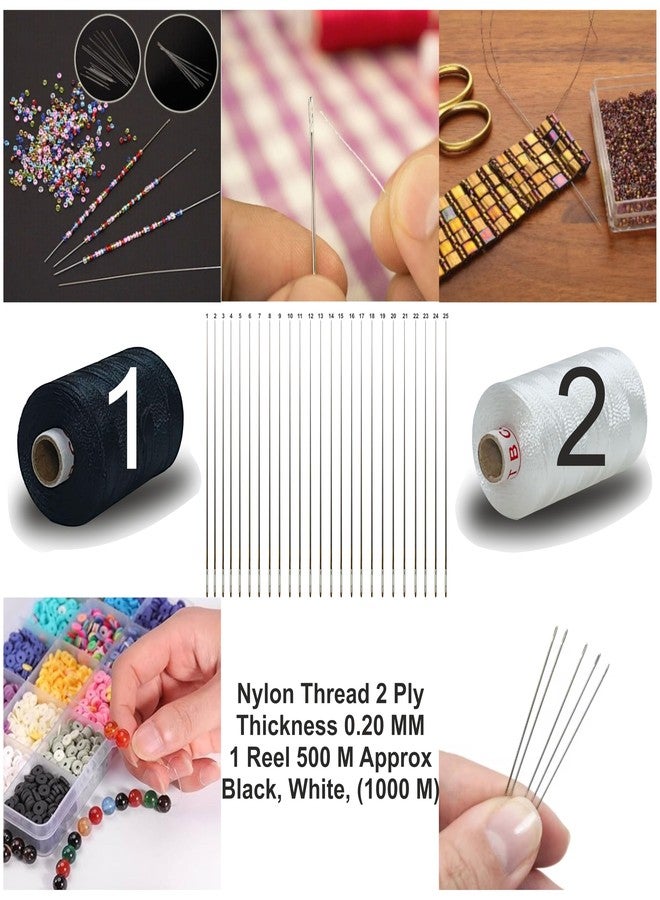 Domick 25 PCS Double Extra Large Beading Needles for Beads Threading, 0.100MM Seed Bead Needles, Jewelry Making Tools and Supplies, Nylon Thread 2 Ply Beading Jewellery Making 1000M (Pack of 27 PCS) - Image 3